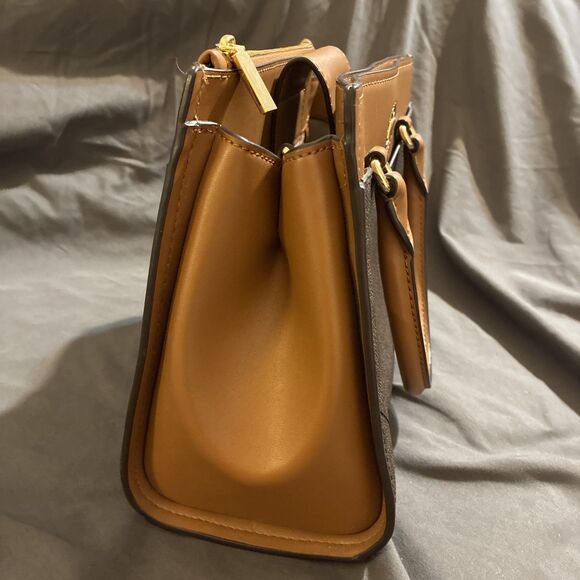 Michael Kors Everly Medium Brown MK LOGO Satchel Bag - Picture 13 of 14